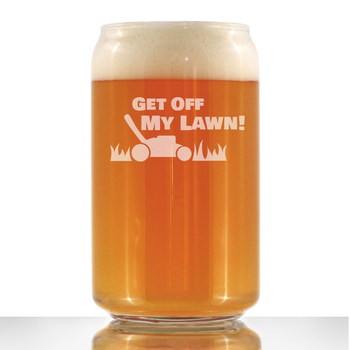 Get Off My Lawn - Funny Beer Can Pint Glass - Birthday Gifts for Men or Women Getting Older - Fun Bday Party Décor - 16 oz