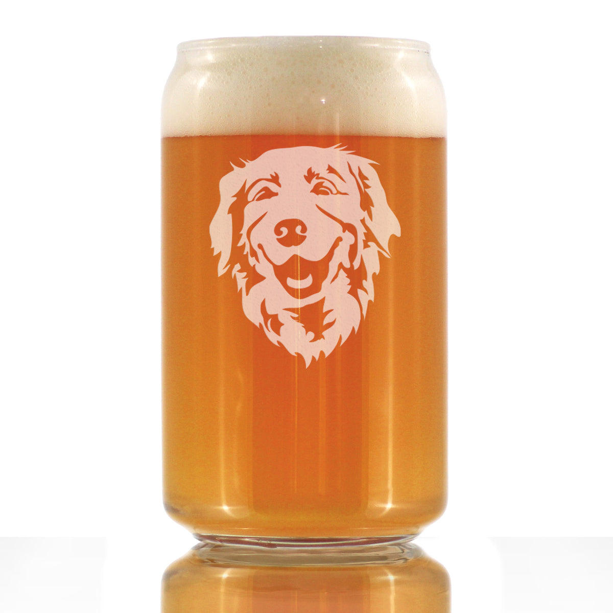 NEW Golden Retriever Happy Face - 16 Ounce Beer Can Pint Glass