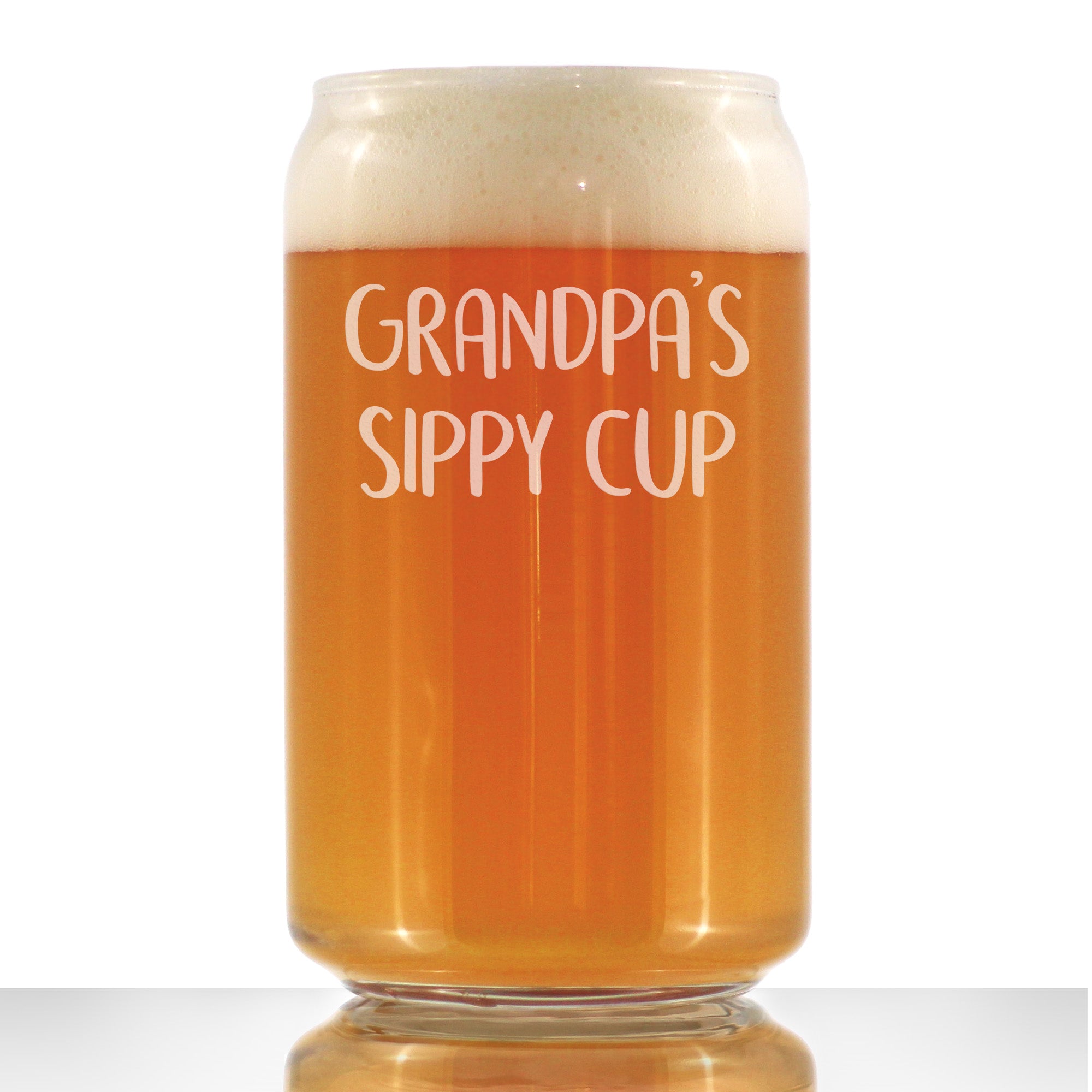 Grandpa's Sippy Cup - Funny Beer Can Pint Glass Gift for Beer Drinking Grandfathers - 16 Oz Mixing Glass for Lagers and Ales