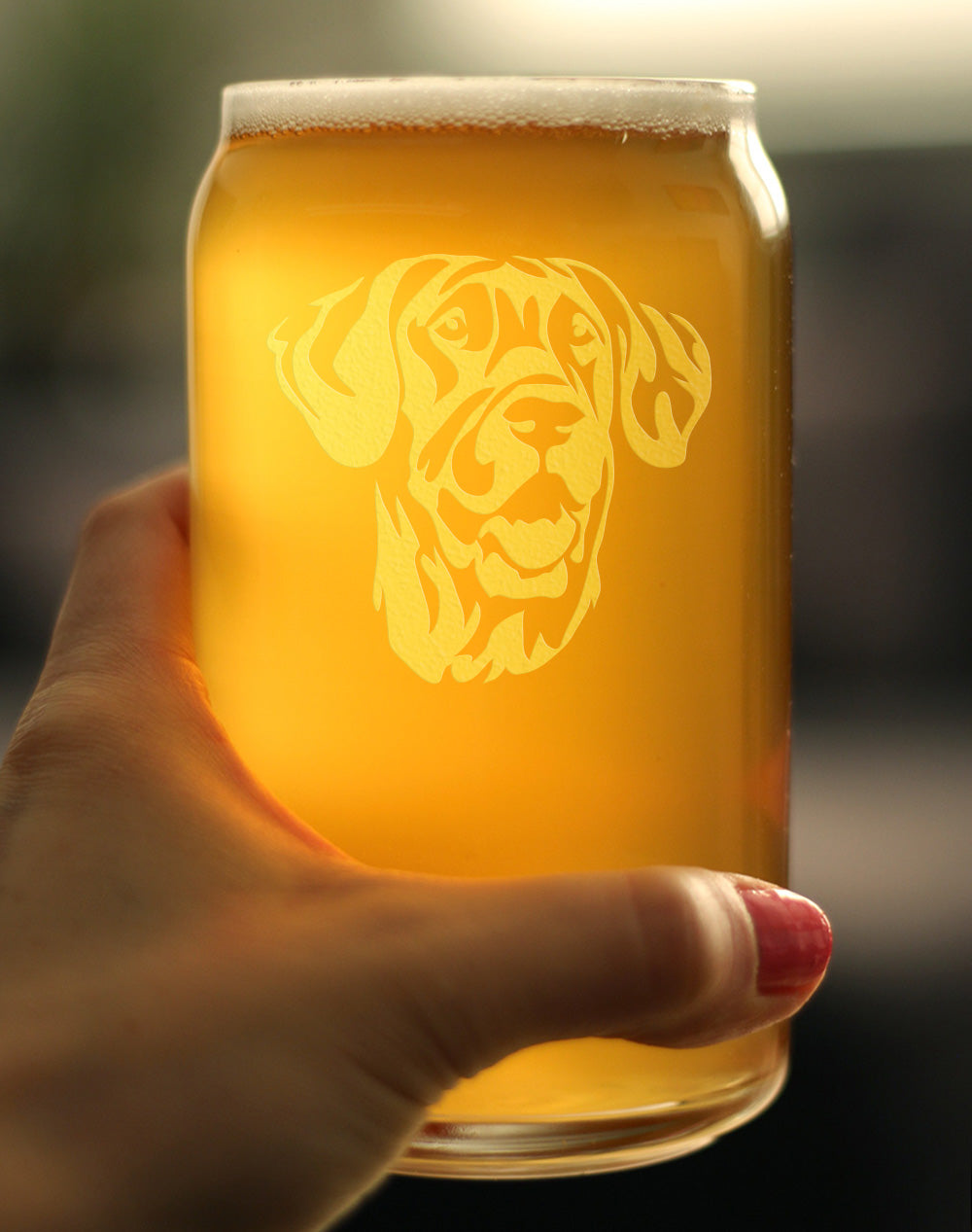 Great Dane Face Beer Can Pint Glass - Unique Dog Themed Decor and Gifts for Moms &amp; Dads of Great Danes - 16 Oz