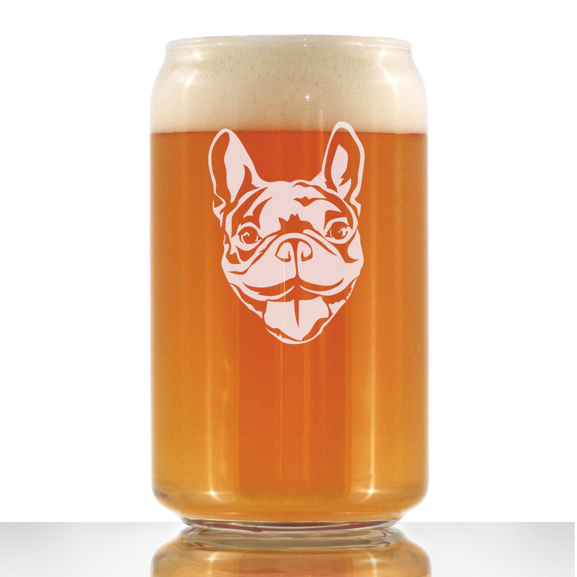 Happy Frenchie - Beer Can Pint Glass - Fun Unique French Bulldog Dog Themed Décor and Gifts for Men & Women - 16 oz