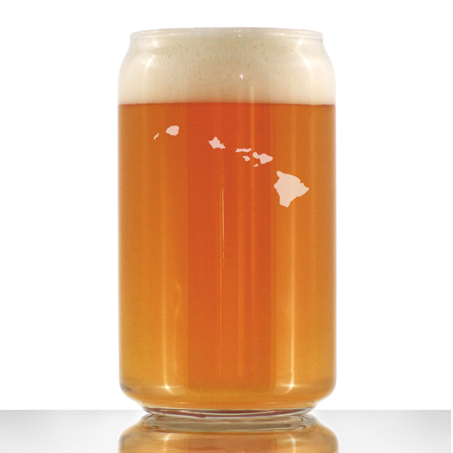 Hawaii State Outline Beer Can Pint Glass - State Themed Drinking Decor and Gifts for Hawaiian Women & Men - 16 Oz Glasses