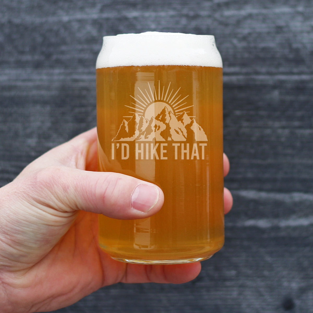 I&#39;d Hike That - Beer Can Pint Glass - Cool Hiking Themed Decor and Gifts for Mountain Lovers - 16 oz Glasses