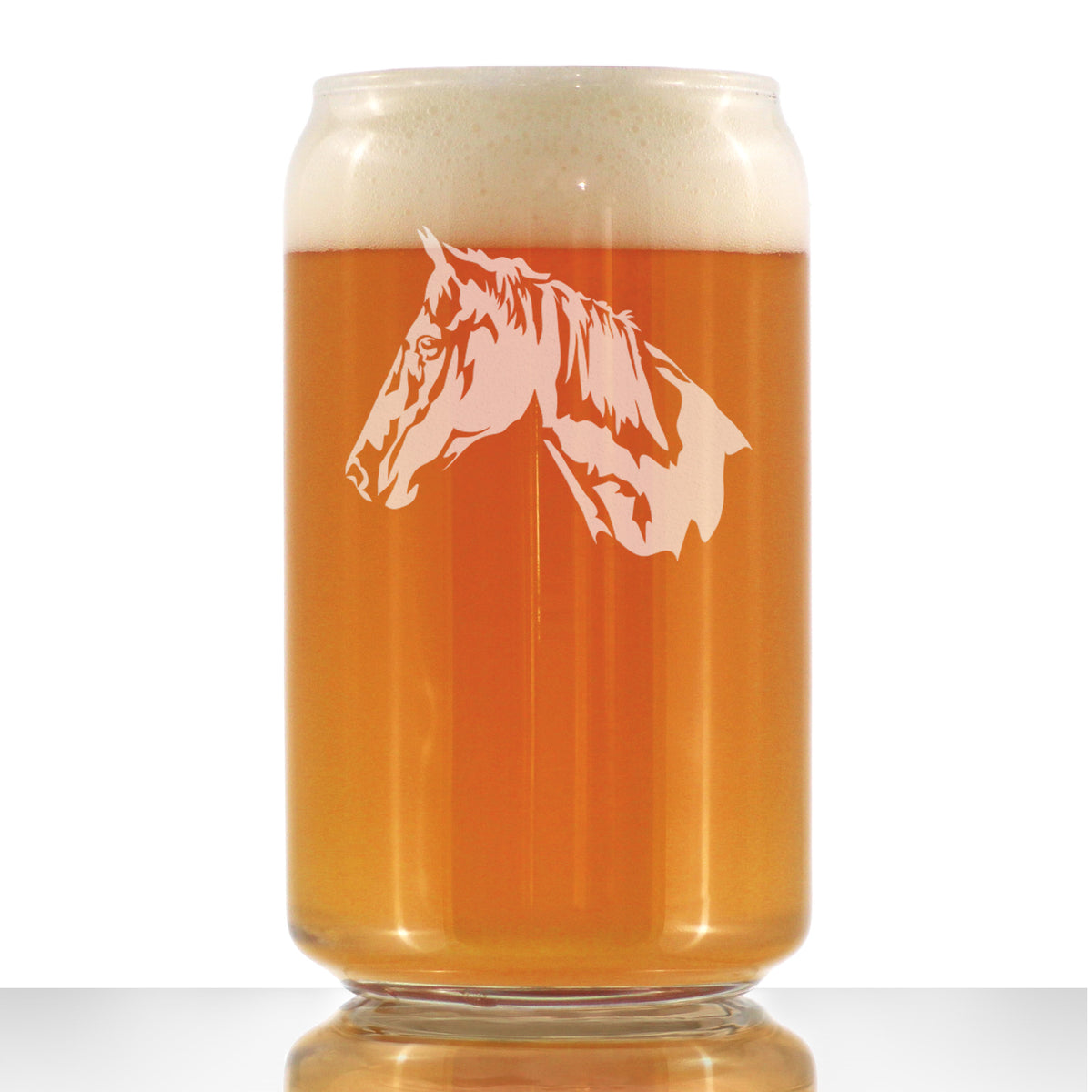 Horse Face Beer Can Pint Glass - Western Themed Farm Decor and Gifts for Horseback Riders - 16 Oz Glasses