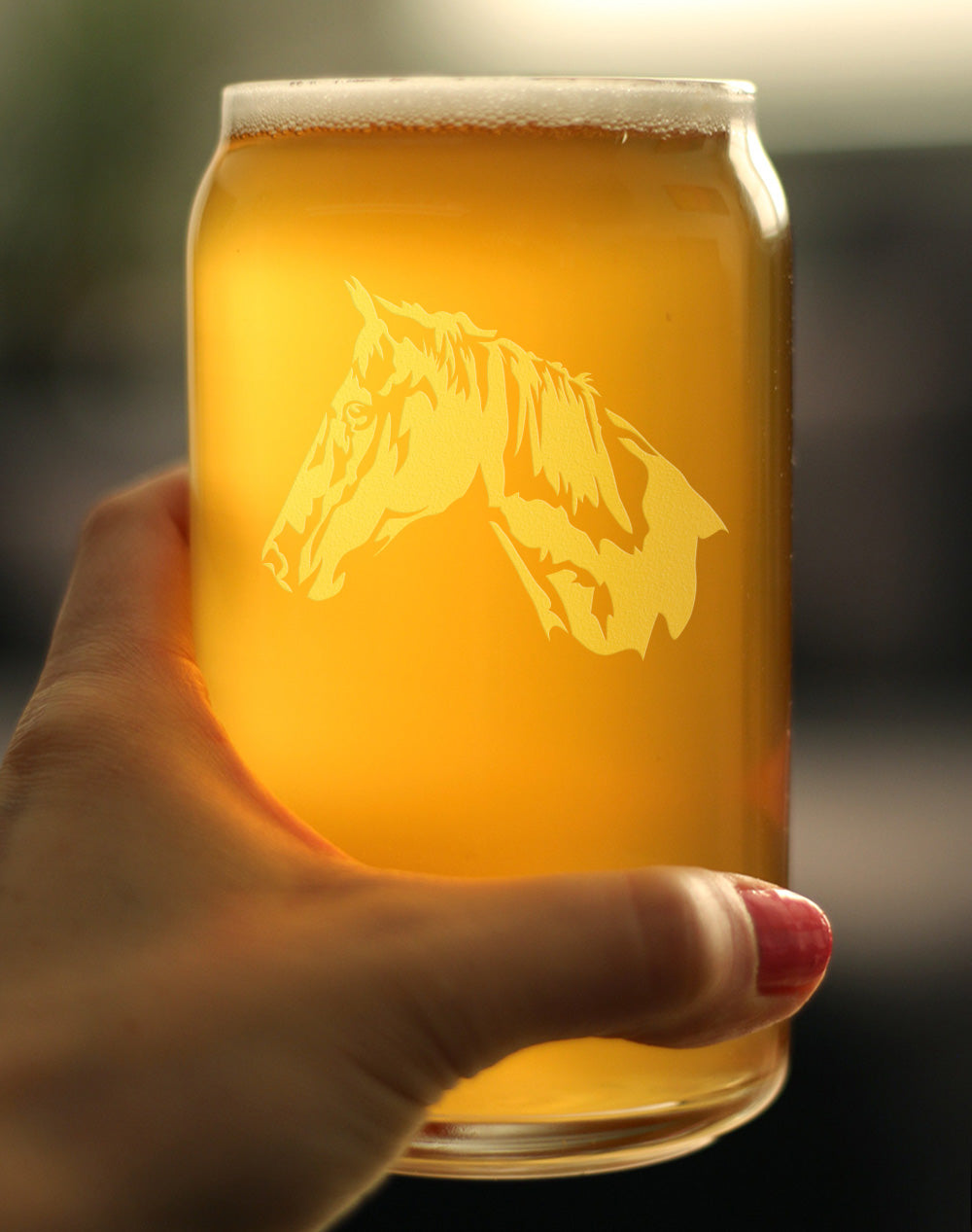 Horse Face Beer Can Pint Glass - Western Themed Farm Decor and Gifts for Horseback Riders - 16 Oz Glasses