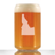Idaho State Outline Beer Can Pint Glass - State Themed Drinking Decor and Gifts for Idahoan Women & Men - 16 Oz Glasses