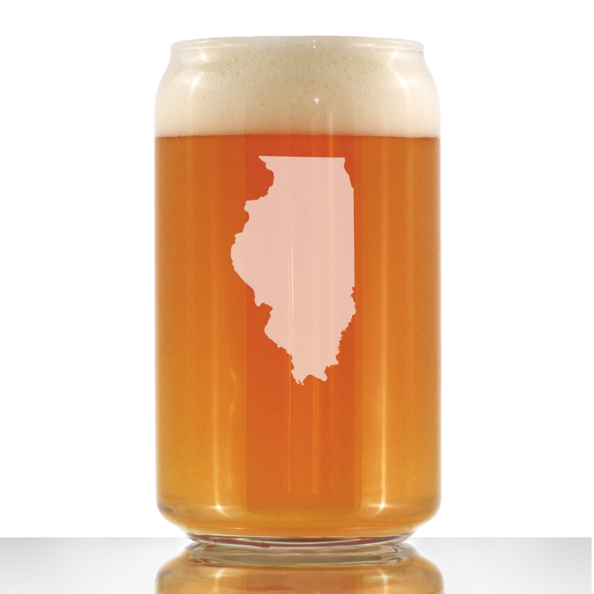 Illinois State Outline Beer Can Pint Glass - State Themed Drinking Decor and Gifts for Illinoisan Women &amp; Men - 16 Oz Glasses