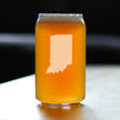 Indiana State Outline Beer Can Pint Glass - State Themed Drinking Decor and Gifts for Hoosier Women & Men - 16 Oz Glasses
