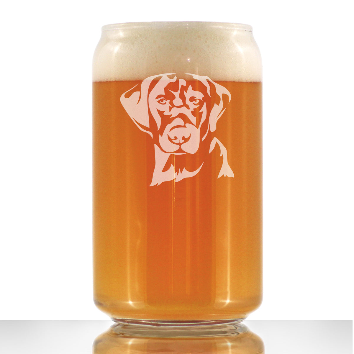 Black Lab Face - Labrador Retriever Beer Can Pint Glass - Fun Unique Dog Themed Decor Gifts for Men &amp; Women - 16 oz