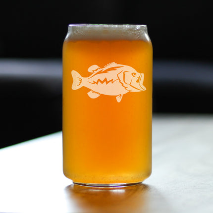 Largemouth Bass - Beer Can Pint Glass - Bass Fishing Gifts for Fisherman - Fun Fish Cups & Lake House Decor - 16 oz