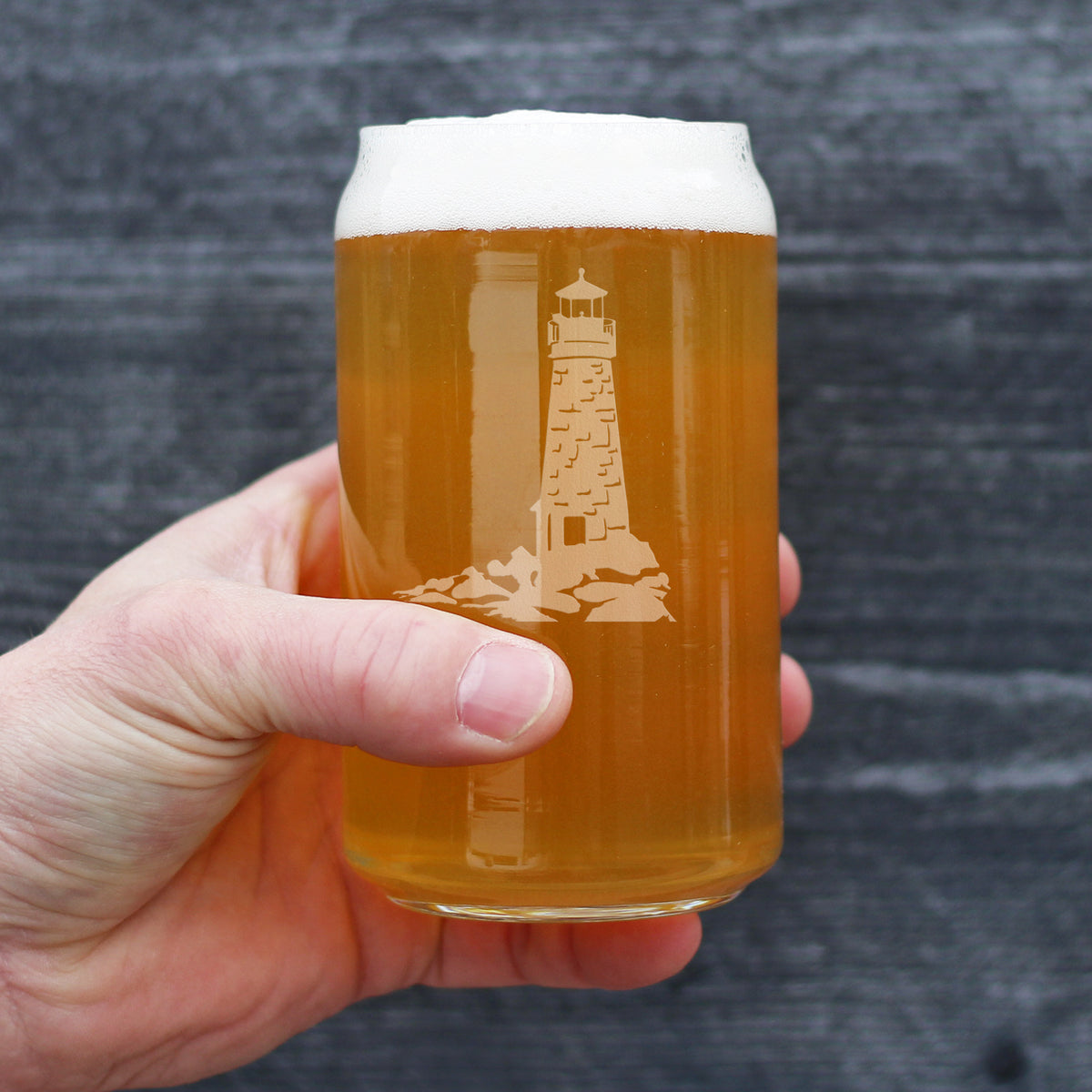Lighthouse Beer Can Pint Glass - Nautical Themed Decor and Gifts for Beach Lovers - 16 oz Glasses
