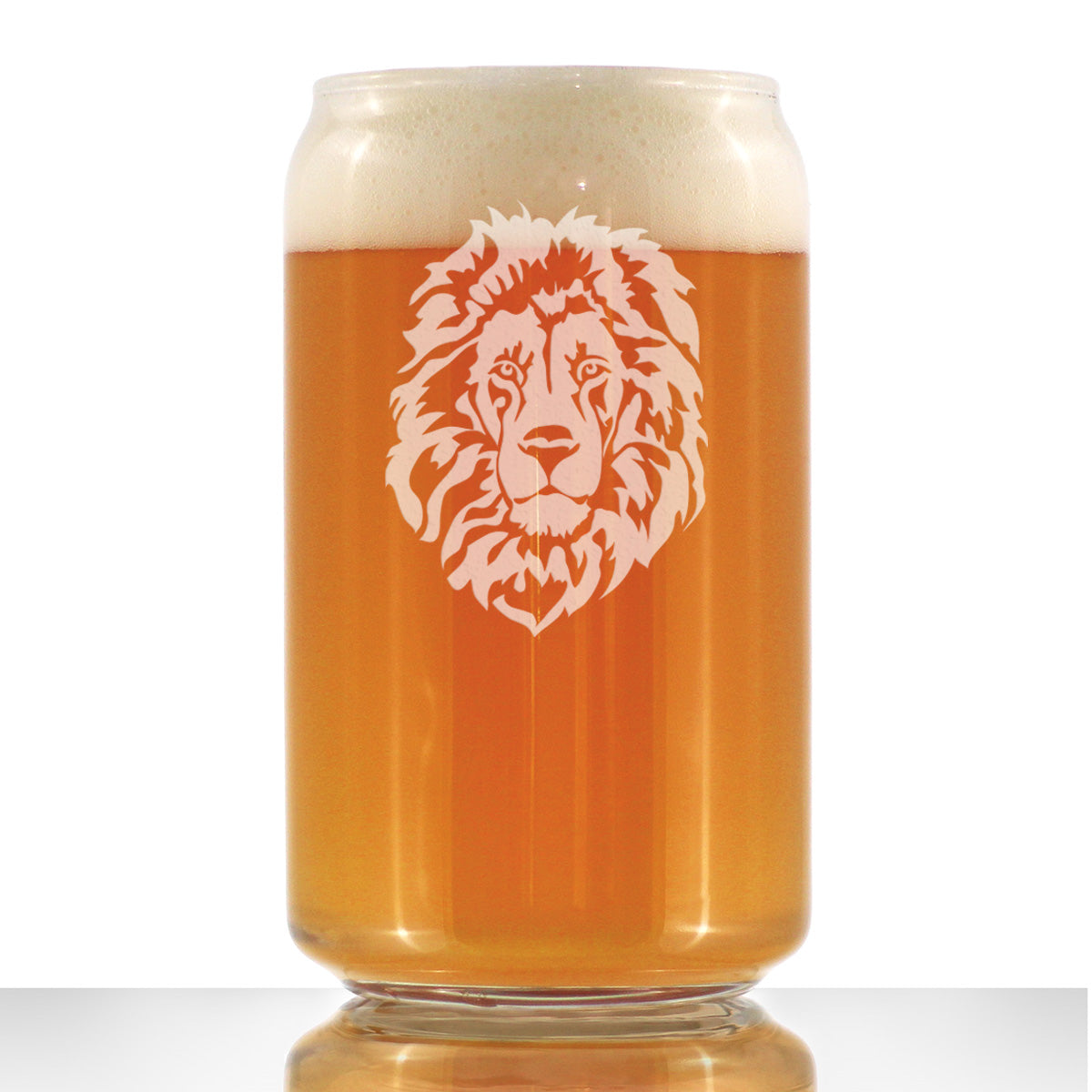 Lion Face Beer Can Pint Glass - Unique Lion Themed Decor and Gifts for Animal Lovers - 16 Oz Glasses
