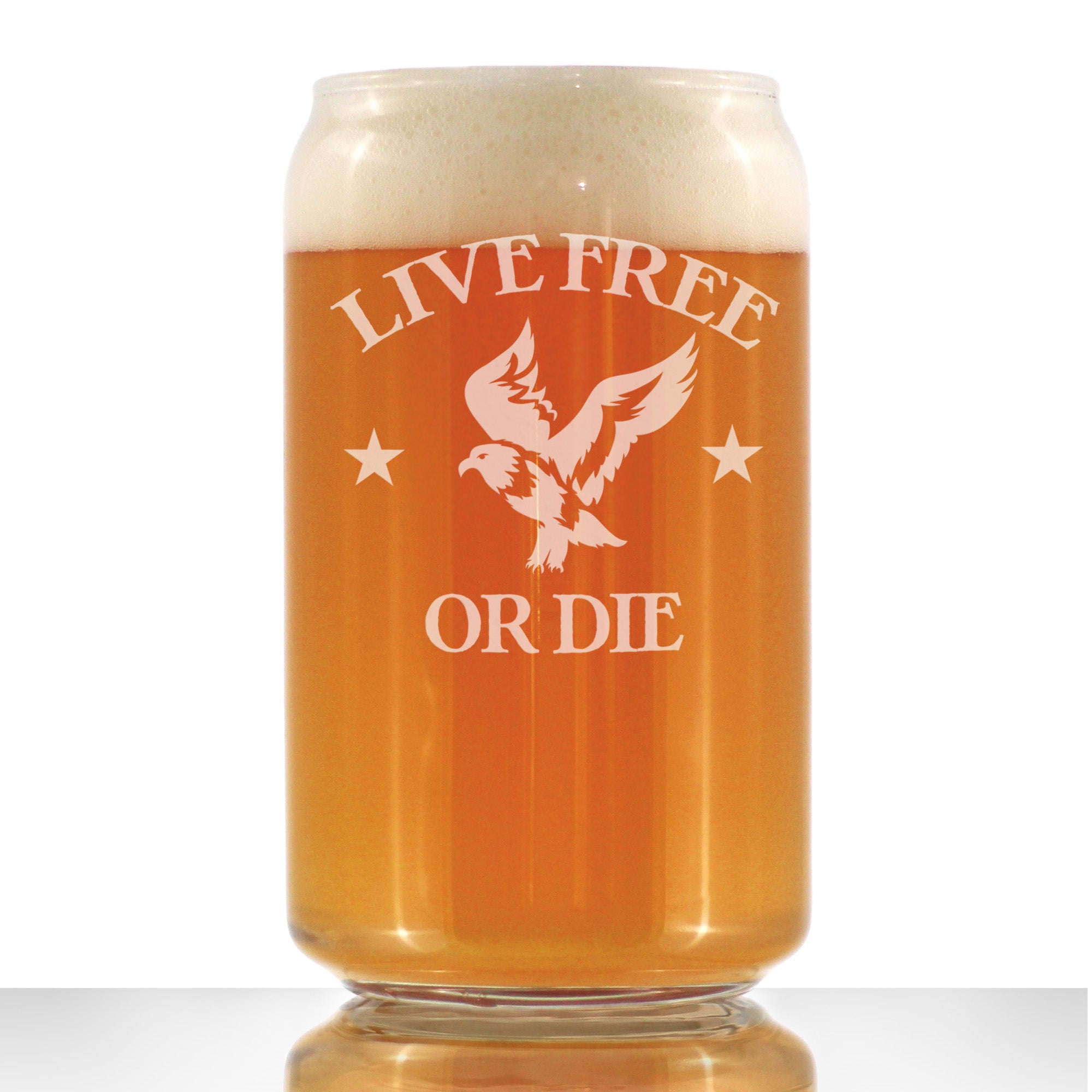 Live Free Or Die - American Patriotic Beer Can Pint Glass Gift for Men & Women - 16 oz Drinking Glasses