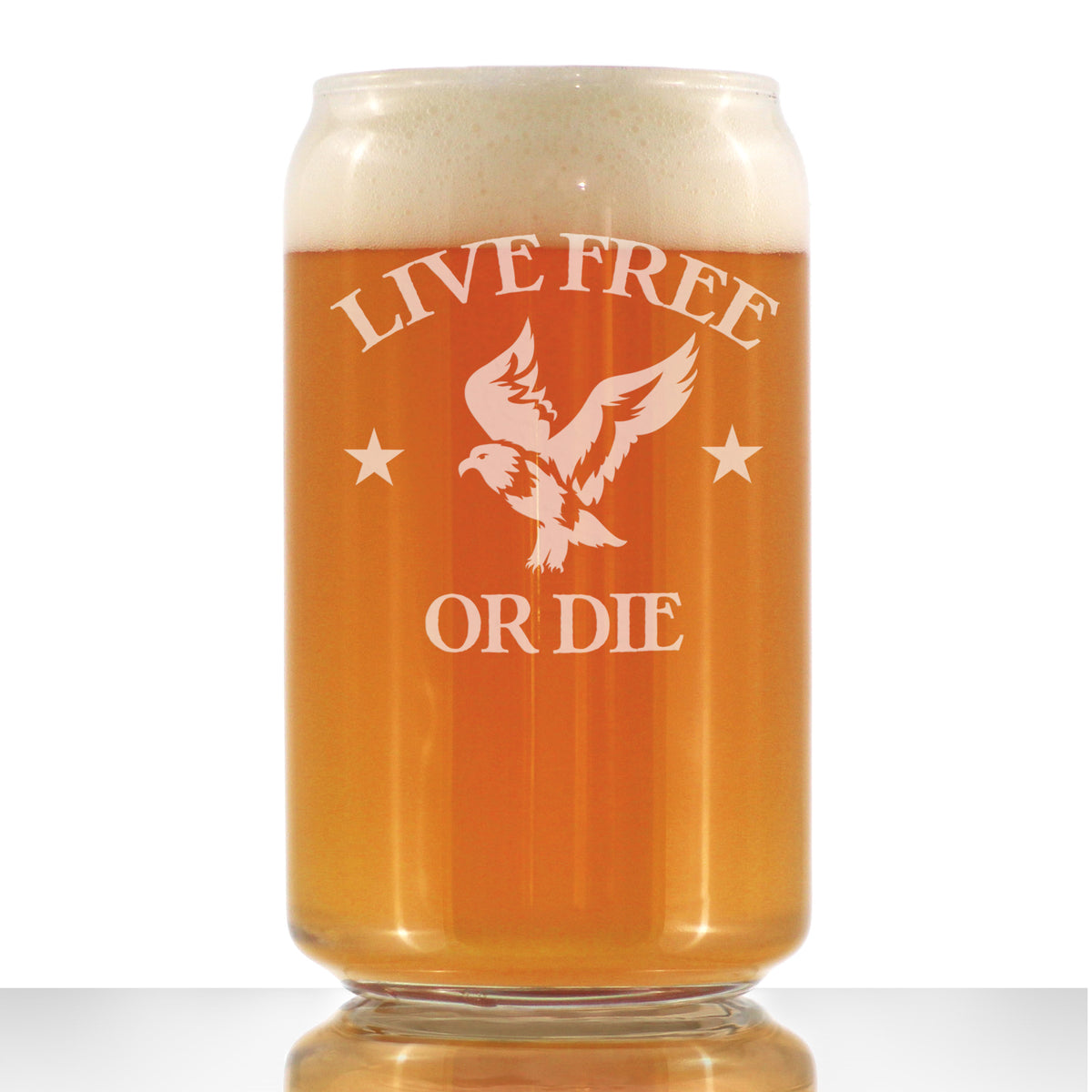 Live Free Or Die - American Patriotic Beer Can Pint Glass Gift for Men &amp; Women - 16 oz Drinking Glasses