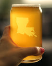 Louisiana State Outline Beer Can Pint Glass - State Themed Drinking Decor and Gifts for Louisianian Women & Men - 16 Oz Glasses