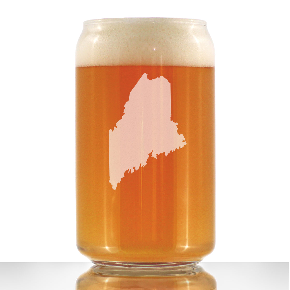 Maine State Outline Beer Can Pint Glass - State Themed Drinking Decor and Gifts for Mainer Women &amp; Men - 16 Oz Glasses