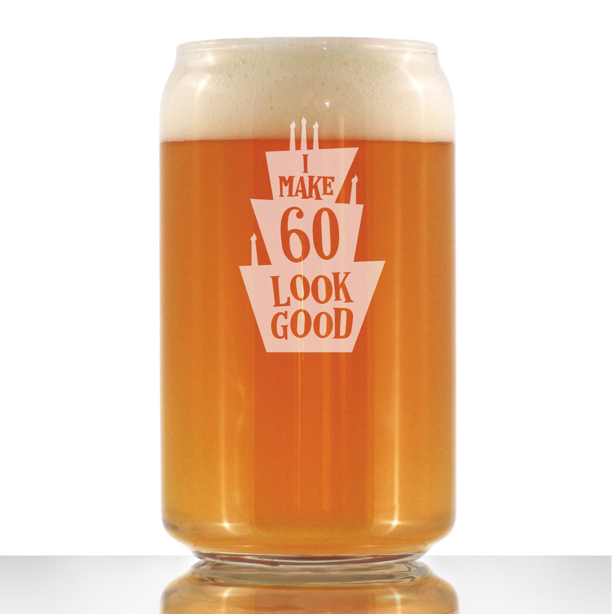 Make 60 Look Good - Funny 16 oz Beer Can Pint Glass - 60th Birthday Gifts for Men or Women Turning 60 - Bday Party Decor