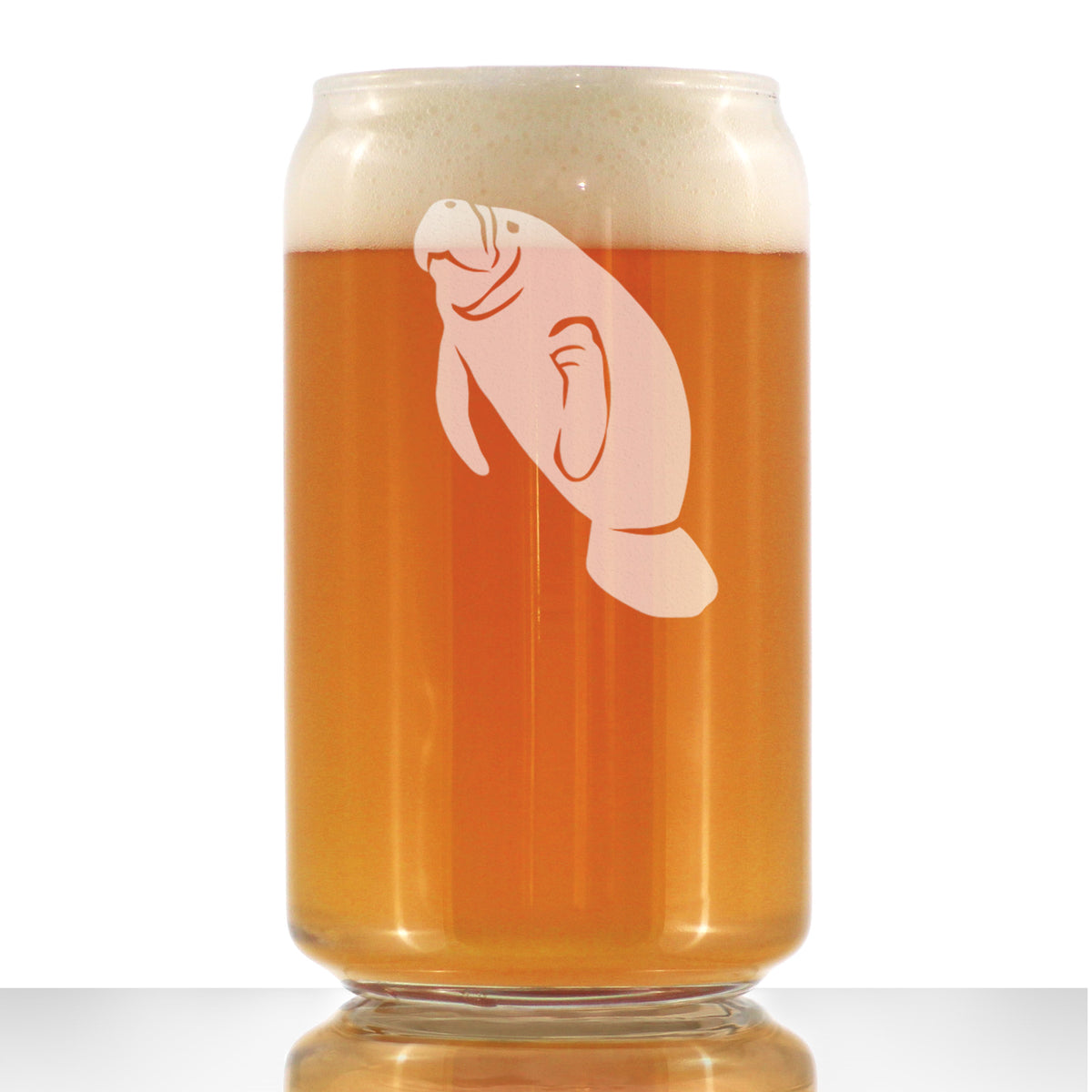 Manatee Beer Can Pint Glass - Cute Funny Ocean Animals Themed Decor and Gifts for Sea Creature Lovers - 16 oz
