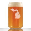 Michigan State Outline Beer Can Pint Glass - State Themed Drinking Decor and Gifts for Michigander Women & Men - 16 Oz Glasses