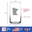 Minnesota State Outline Beer Can Pint Glass - State Themed Drinking Decor and Gifts for Minnesotan Women & Men - 16 Oz Glasses