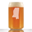 Mississippi State Outline Beer Can Pint Glass - State Themed Drinking Decor and Gifts for Mississippian Women & Men - 16 Oz Glasses