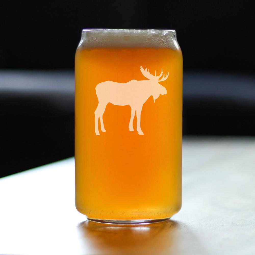 Moose - Beer Can Pint Glass 16 oz - Cabin Themed Gifts or Rustic Decor for Men and Women - Fun Drinking or Party Glasses