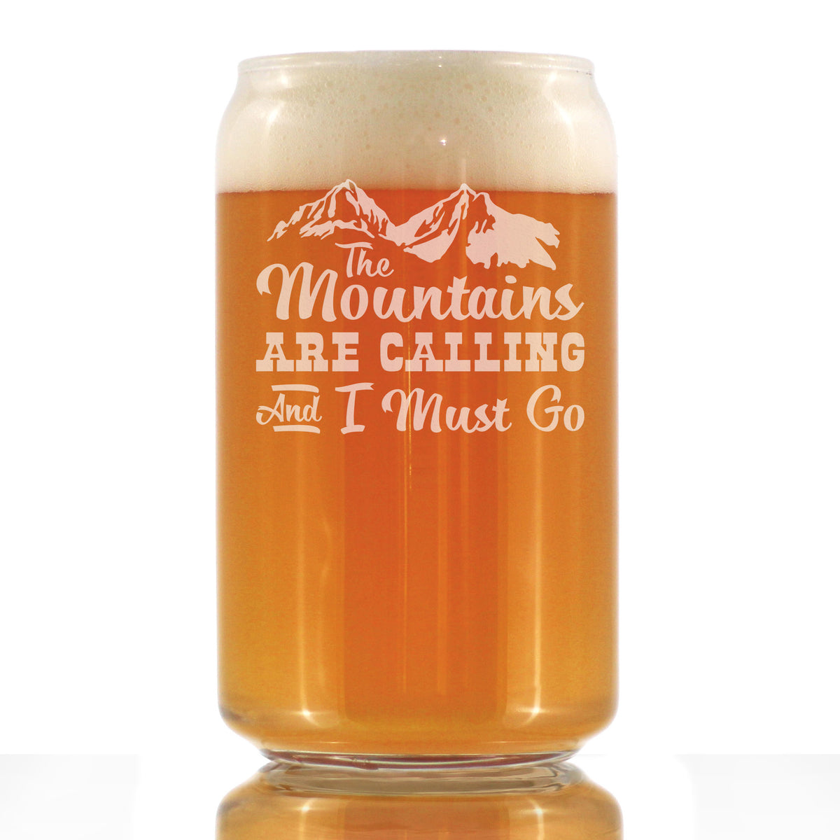 Mountains are Calling - Beer Can Pint Glass for Beer - Gifts for Men &amp; Women that Love Hiking &amp; Cabins- Fun Drinking Decor