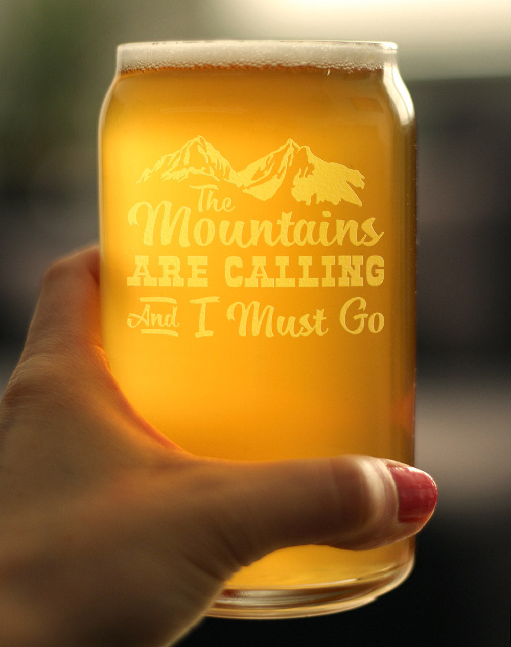 Mountains are Calling - Beer Can Pint Glass for Beer - Gifts for Men &amp; Women that Love Hiking &amp; Cabins- Fun Drinking Decor