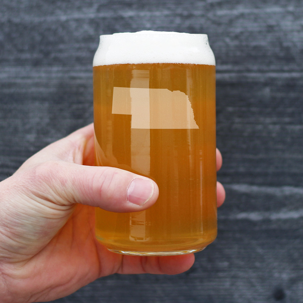 Nebraska State Outline Beer Can Pint Glass - State Themed Drinking Decor and Gifts for Nebraskan Women &amp; Men - 16 Oz Glasses