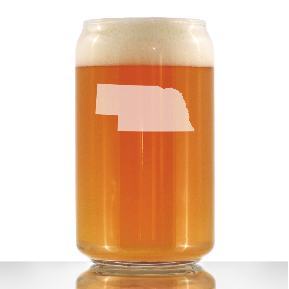 Nebraska State Outline Beer Can Pint Glass - State Themed Drinking Decor and Gifts for Nebraskan Women &amp; Men - 16 Oz Glasses