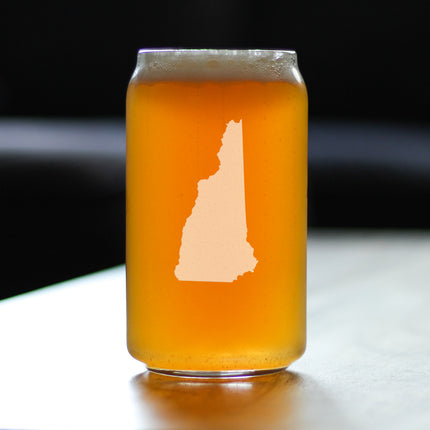 New Hampshire State Outline Beer Can Pint Glass - State Themed Drinking Decor and Gifts for New Hampshirite Women & Men - 16 Oz Glasses