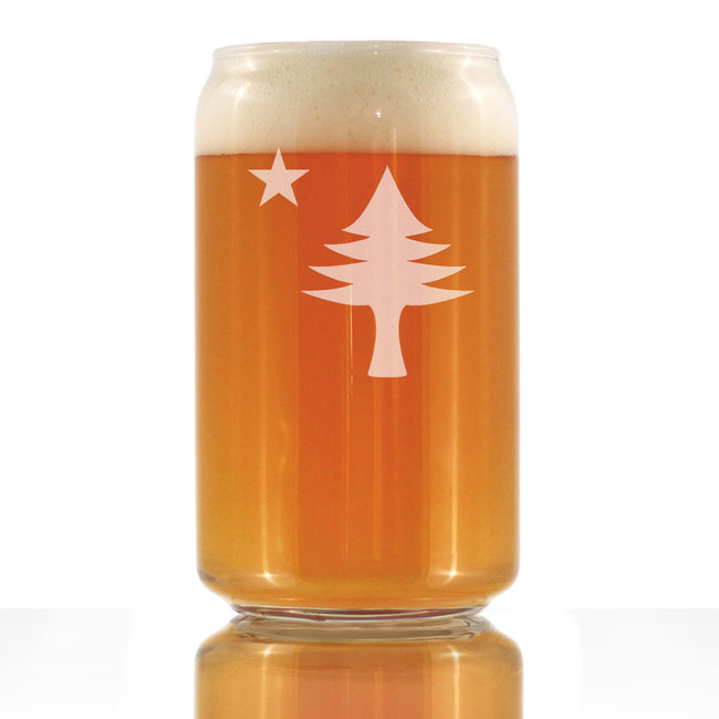 Old Maine Flag Beer Can Pint Glass - Original 1901 State of Maine Flag Gifts for Women & Men Mainers - 16 Oz Can Shaped Glasses
