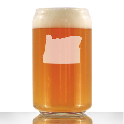 Oregon State Outline Beer Can Pint Glass - State Themed Drinking Decor and Gifts for Oregonian Women & Men - 16 Oz Glasses