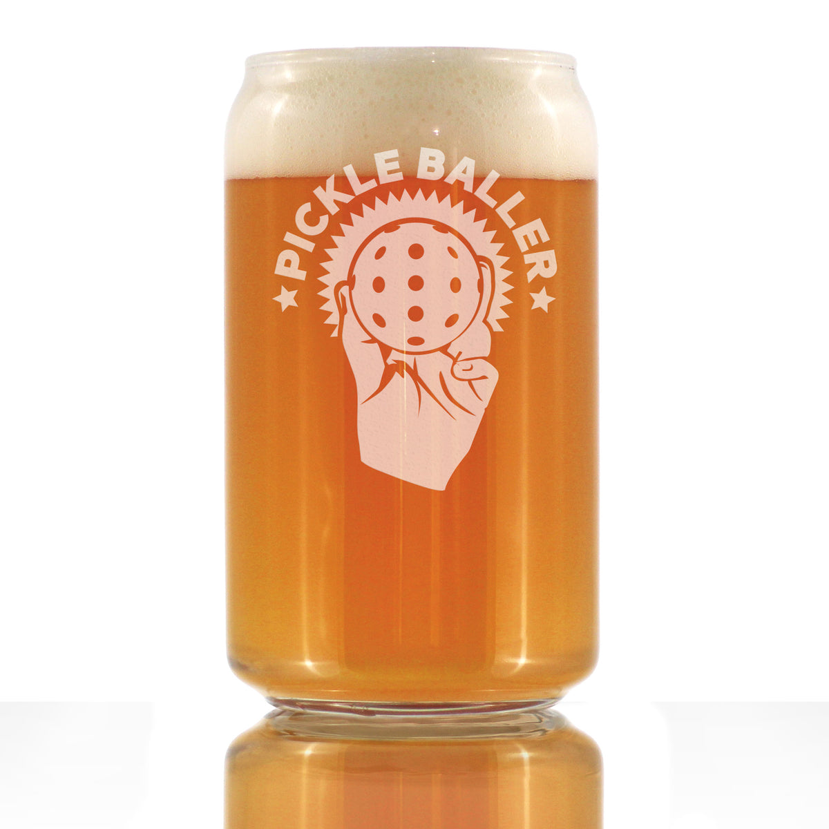 Pickleballer - Beer Can Pint Glass - Funny Pickleball Themed Decor and Gifts - 16 oz Glasses