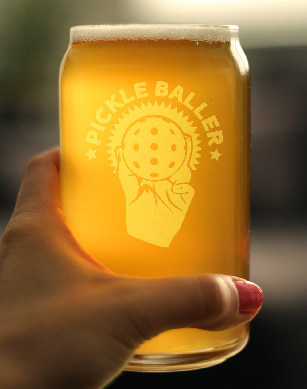 Pickleballer - Beer Can Pint Glass - Funny Pickleball Themed Decor and Gifts - 16 oz Glasses
