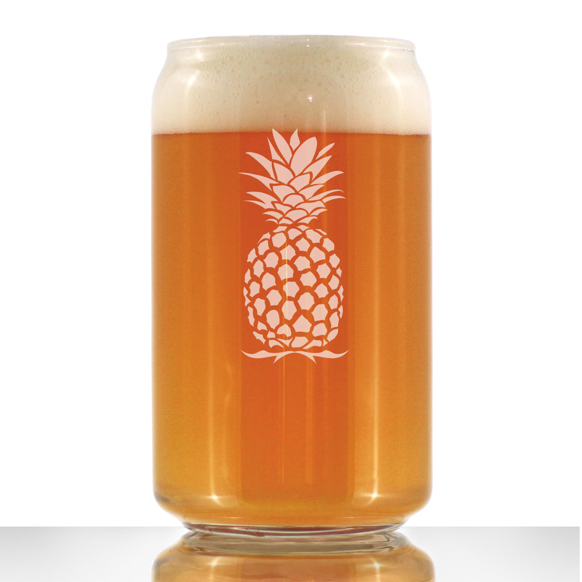 Pineapple Beer Can Pint Glass - Fun Tropical Themed Decor and Gifts - 16 oz Glasses