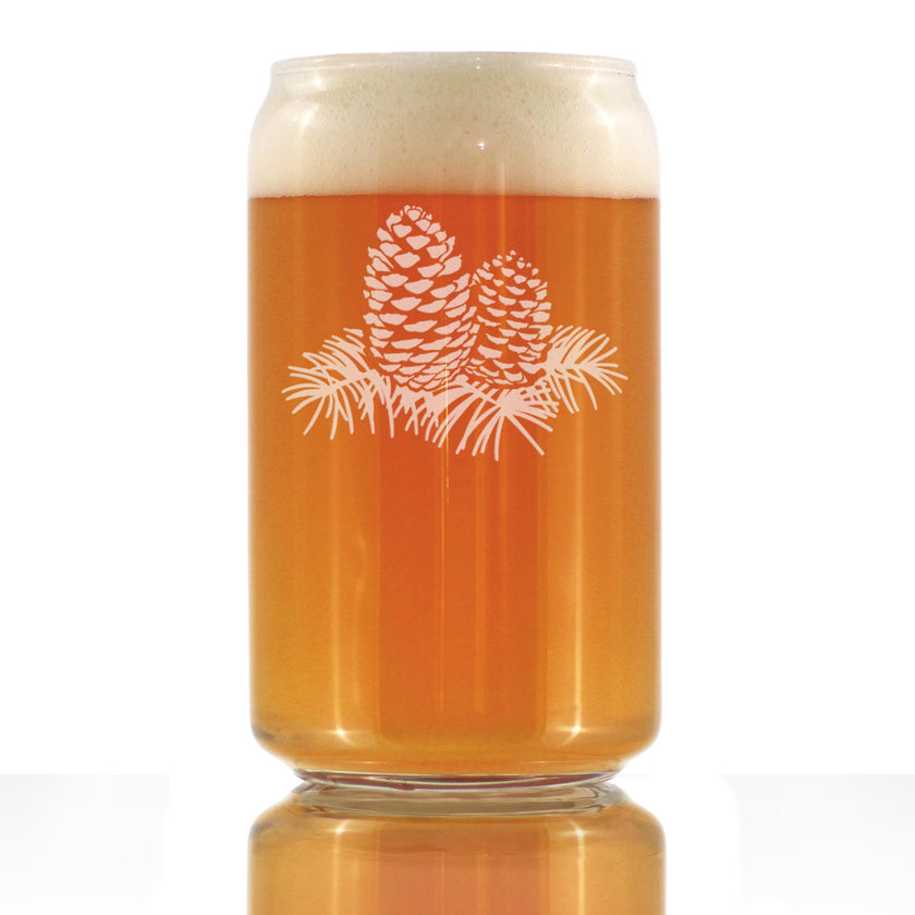 Pine Cone Beer Can Pint Glass - Rustic Themed Pinecones Decor and Cabin Gifts for Women and Men - 16 Oz Glasses