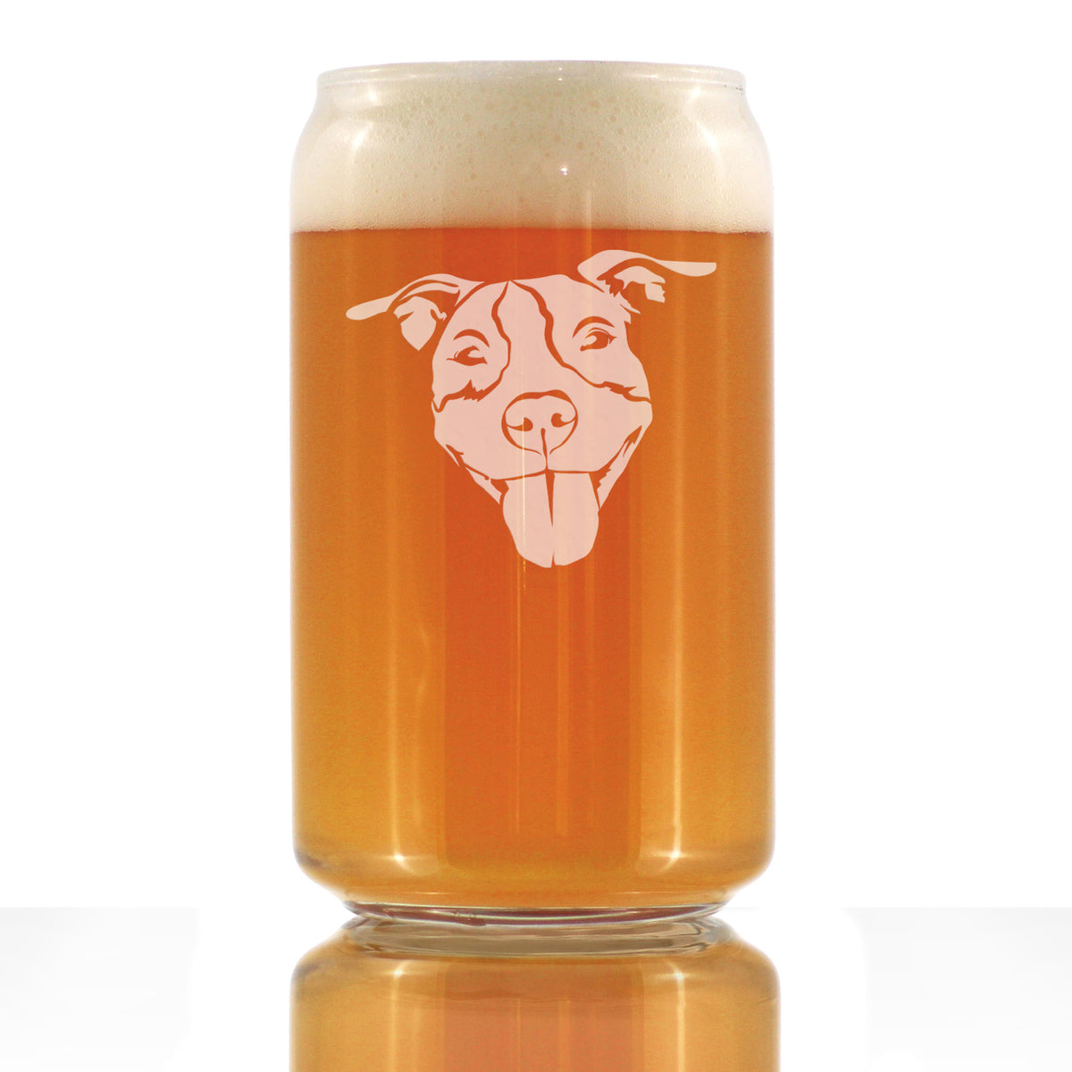 Happy Pitbull - Beer Can Pint Glass - Fun Unique Pitbull Themed Dog Gifts and Party Decor for Women and Men - 16 oz