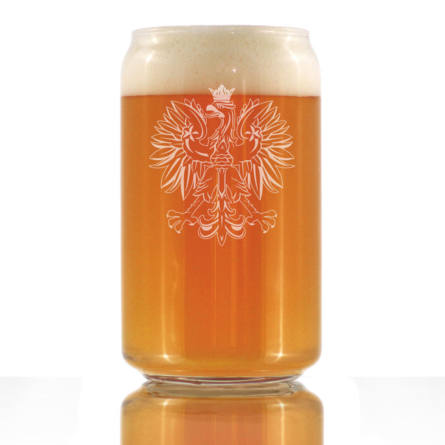 Polish Eagle - Engraved Beer Can Shaped Pint Glass, Party Cup for Poles & Beer Lovers, Unique Poland Gifts