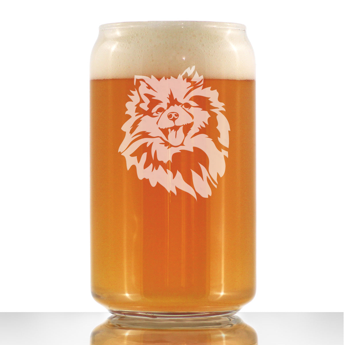 Pomeranian Face Beer Can Pint Glass - Unique Dog Themed Decor and Gifts for Moms &amp; Dads of Pomeranians - 16 Oz