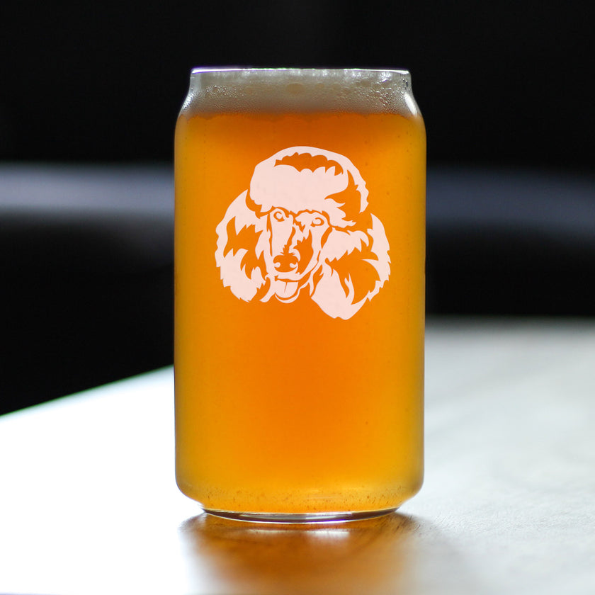 Happy Poodle - Beer Can Pint Glass - Fun Unique Poodle Themed Dog Gifts and Party Decor for Women and Men - 16 oz
