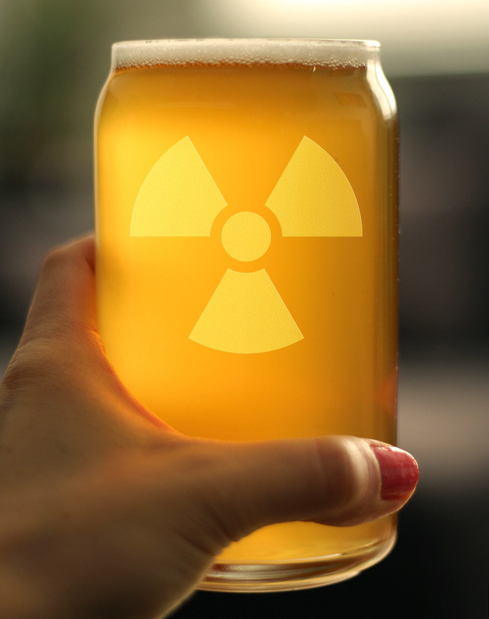 Radiation Symbol Beer Can Shaped Pint Glass - Unique Engraved Gifts for Medical Professionals, Nurses &amp; Radiologists