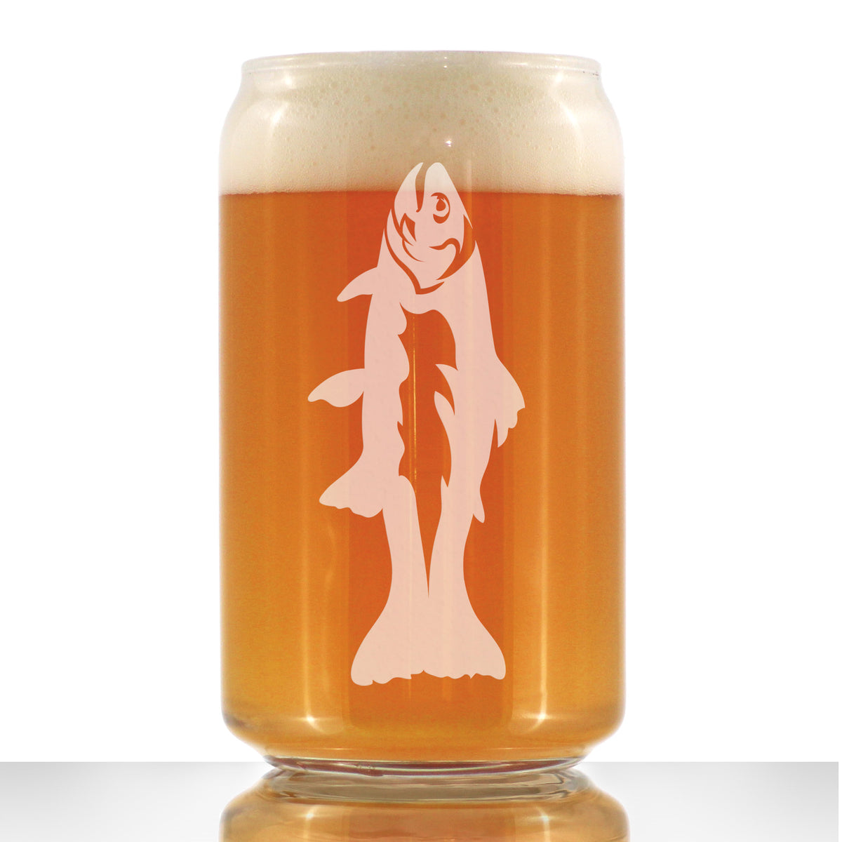 Trout - Beer Can Pint Glass - Trout Fishing Gifts for Fisherman - Fun Fish Cups &amp; Lake House Decor - 16 oz