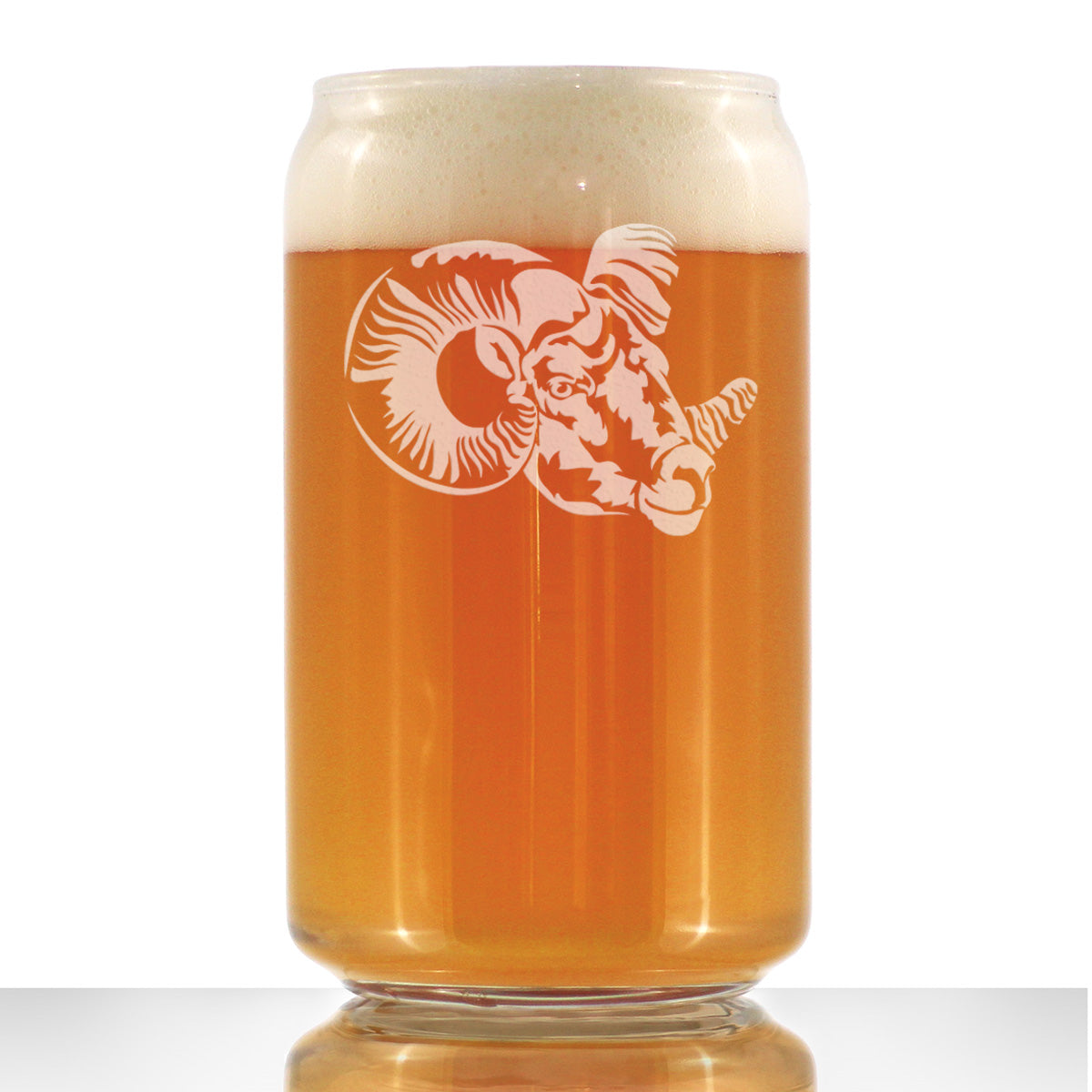 Ram Face Beer Can Pint Glass - Bighorn Sheep Themed Decor and Gifts for Rocky Mountain Animal Lovers - 16 Oz Glasses