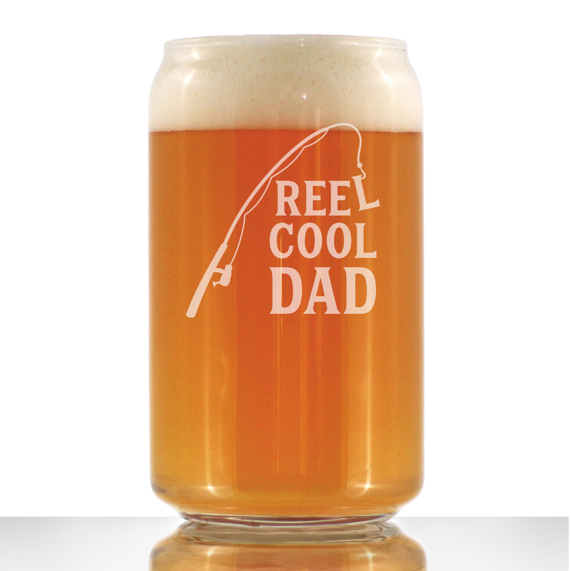 Reel Cool Dad - Beer Can Pint Glass - Funny Fishing Gifts for Fisherman Dads - Fun Fish 16 oz Cups