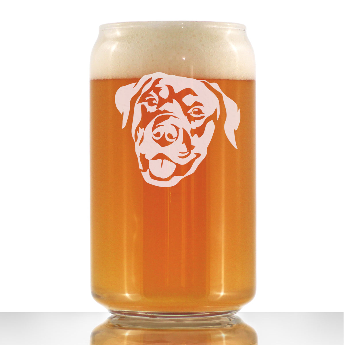 Happy Rottweiler - Beer Can Pint Glass - Fun Unique Rottweiler Themed Dog Gifts and Party Decor for Women and Men - 16 oz