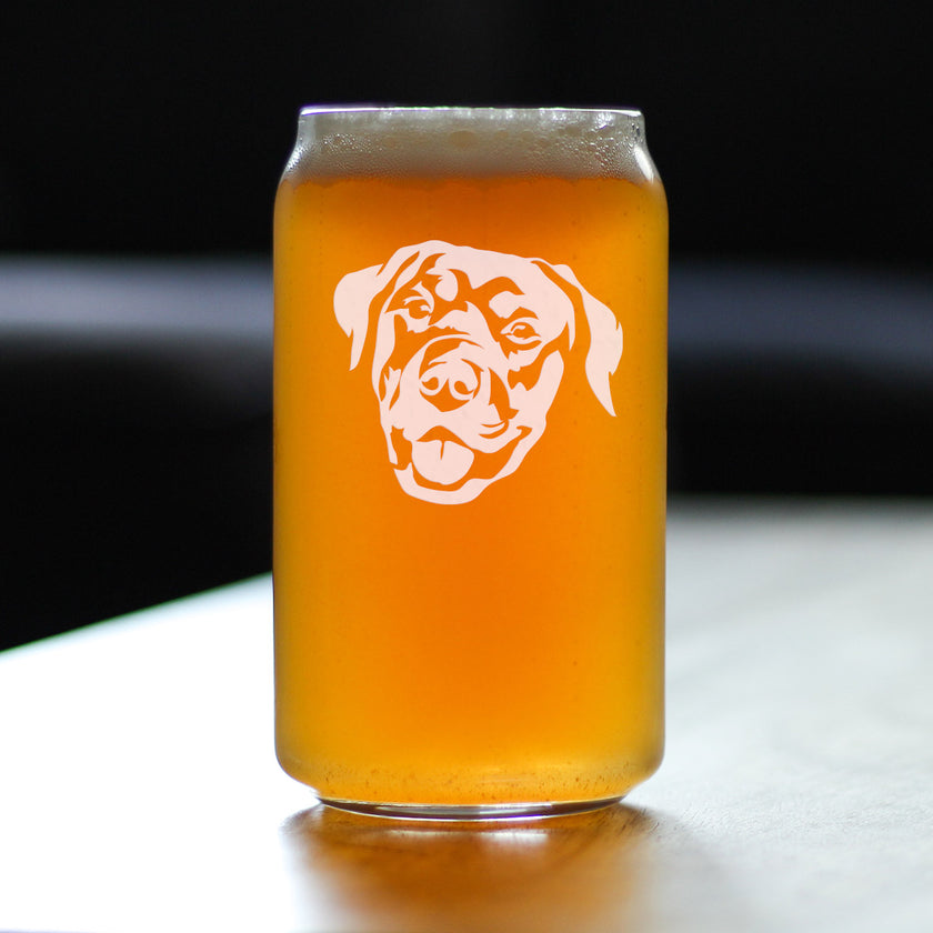 Happy Rottweiler - Beer Can Pint Glass - Fun Unique Rottweiler Themed Dog Gifts and Party Decor for Women and Men - 16 oz