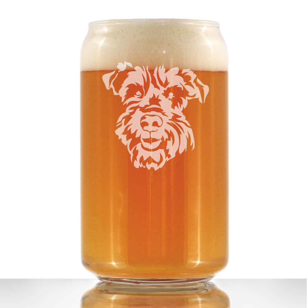 Schnauzer Face Beer Can Pint Glass - Unique Dog Themed Decor and Gifts for Moms &amp; Dads of Schnauzers - 16 Oz