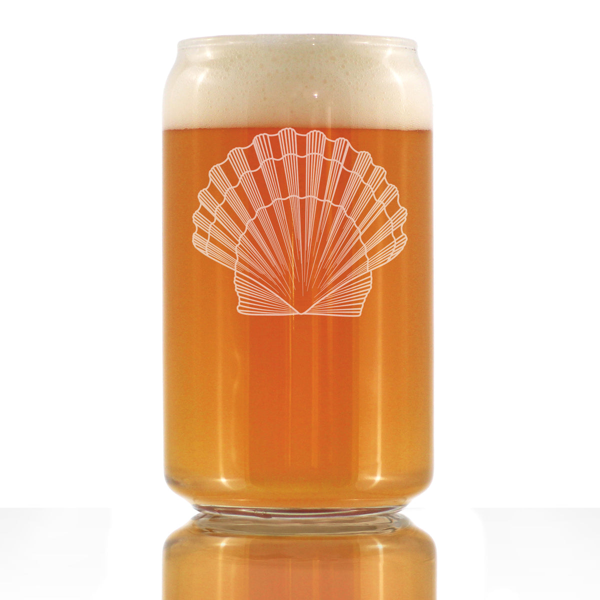 Seashell Engraved Beer Can Pint Glass, Unique Decorative Gift for Beach House, Nautical Decor Birthday Gifts with Seashells