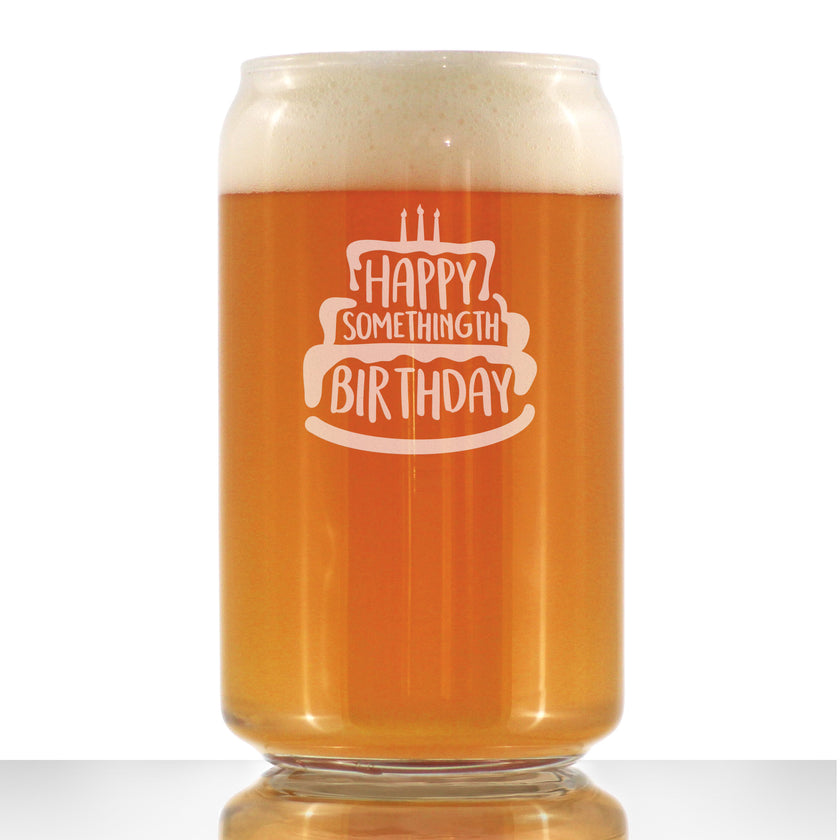 Somethingth Birthday - Funny 16 oz Beer Can Pint Glass - Fun Bday Gifts for Men or Women - Fun Party Decor